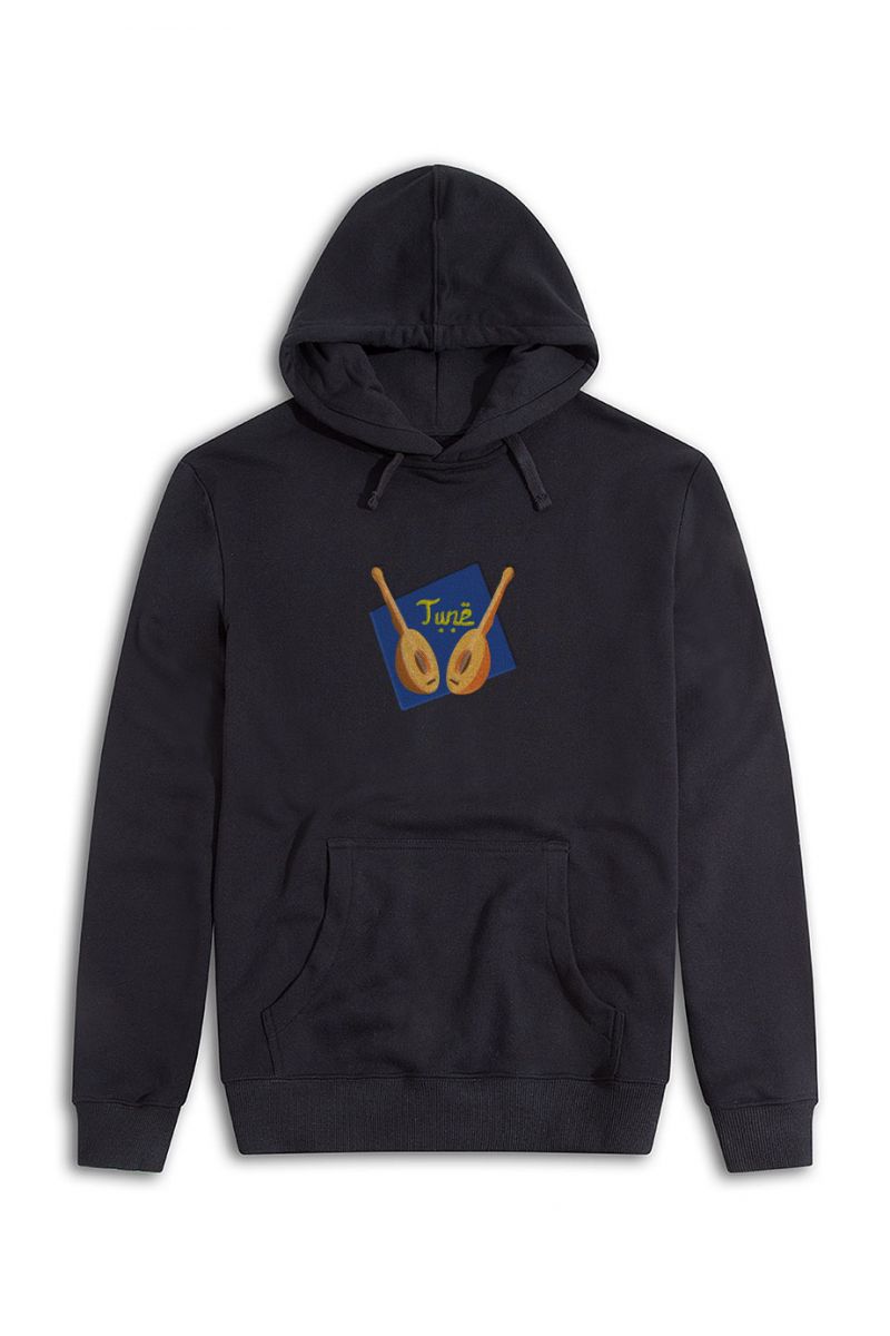 Black Premium Cotton June Design Pullover Hoodie