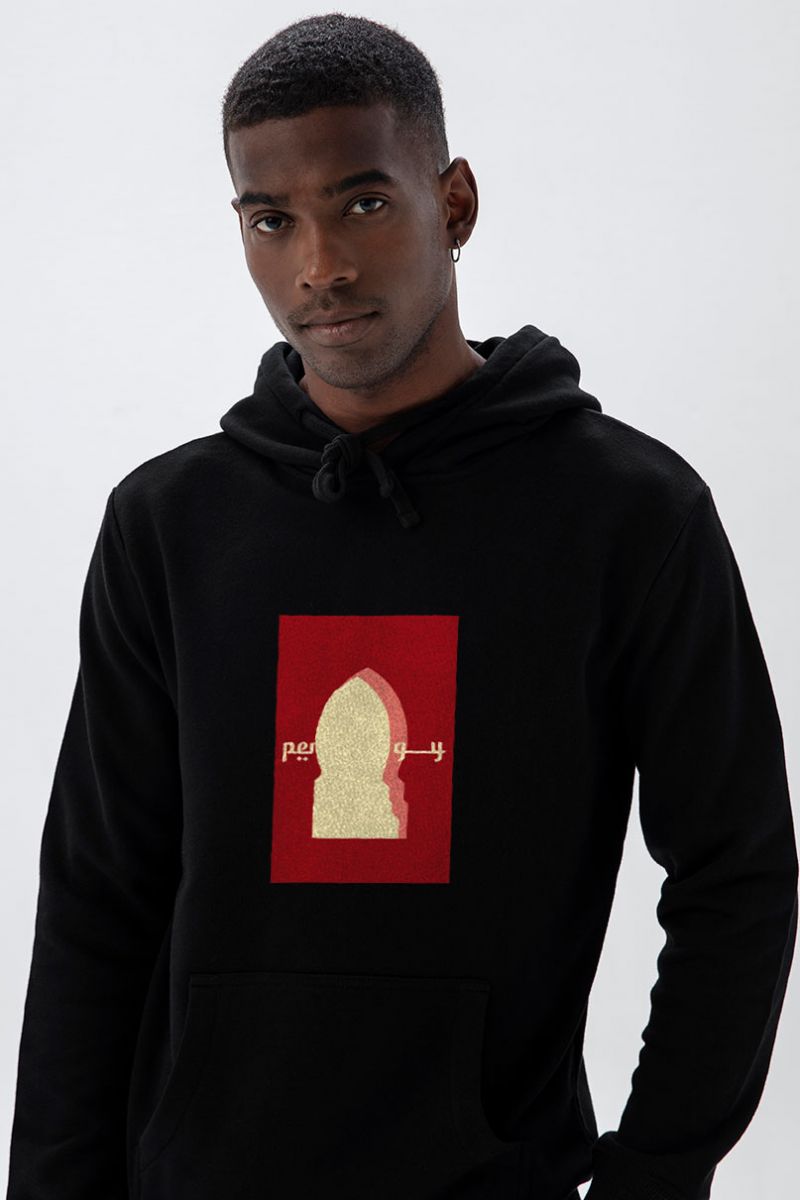 Black Premium Cotton Pretentious Design Pullover Hoodie