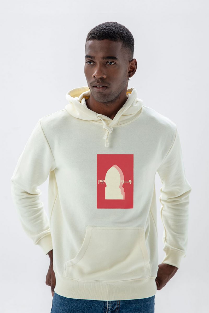 Ecru Premium Cotton Pretentious Design Pullover Hoodie
