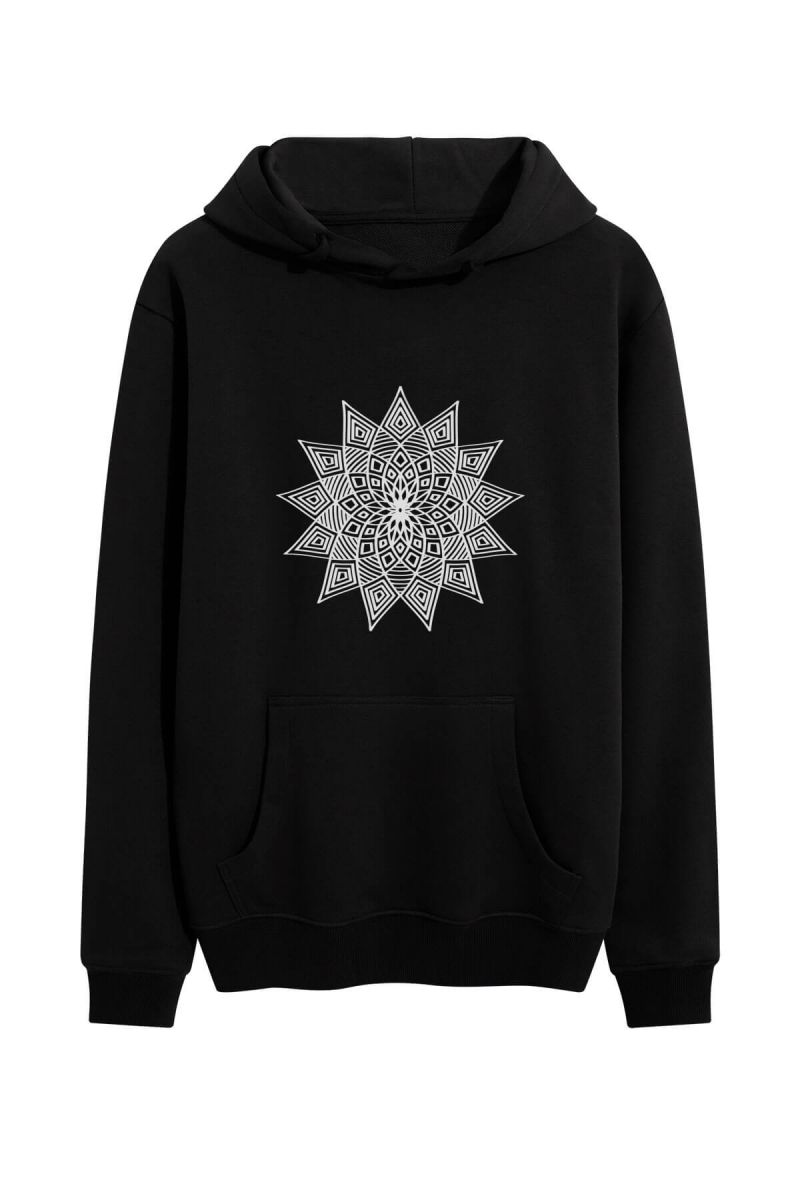 Black Premium Cotton Symbol Design Pullover Hoodie