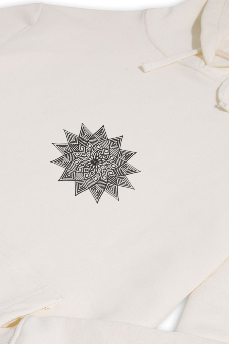 Ecru Premium Cotton Symbol Design Pullover Hoodie