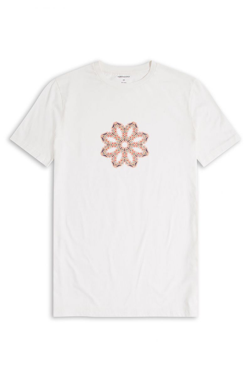 Off White Soft Fabric Symbol Design Short Sleeve Tee