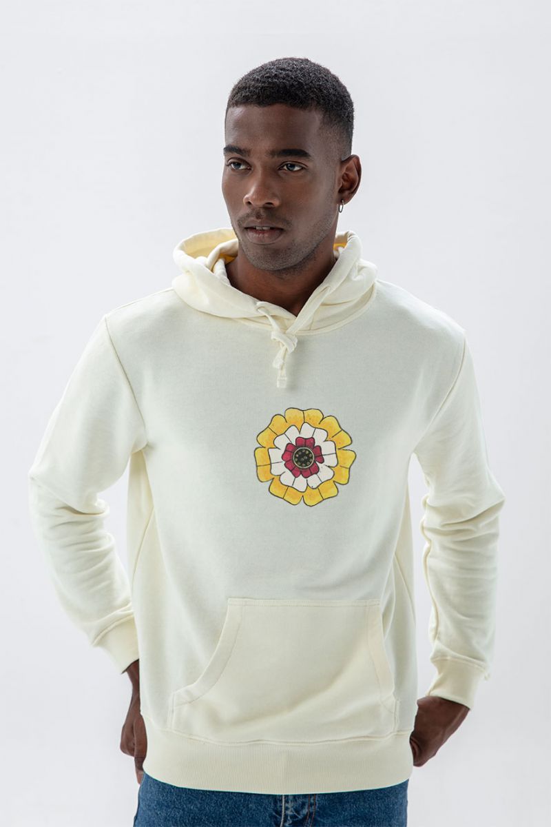 Ecru Premium Cotton Symbol Design Pullover Hoodie