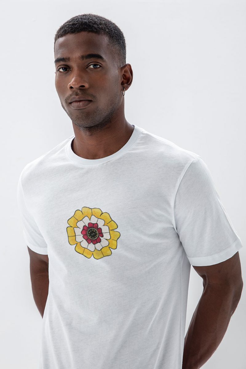 White Soft Fabric Symbol Design Short Sleeve Tee