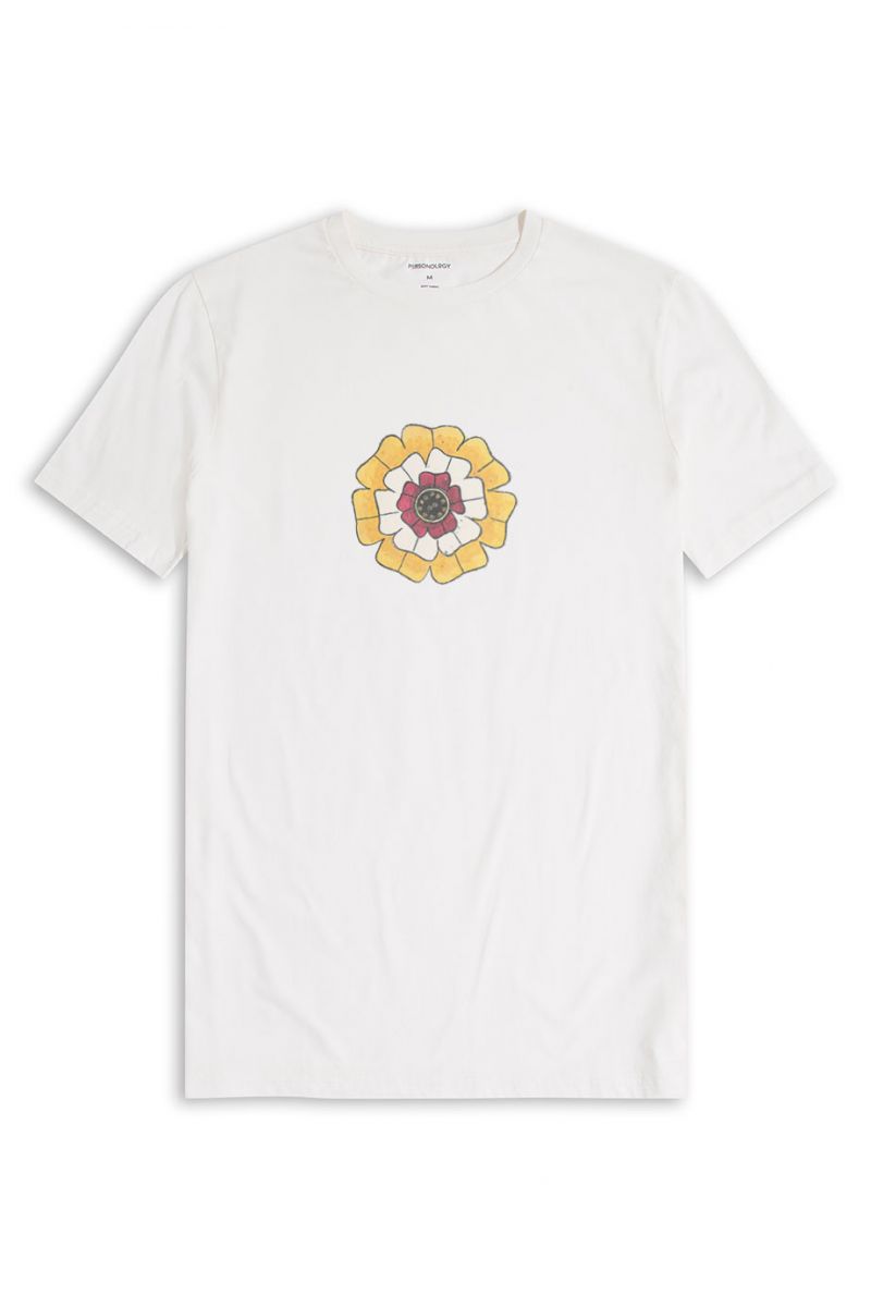 Off White Soft Fabric Symbol Design Short Sleeve Tee
