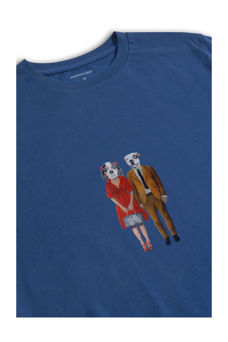 Navy Soft Fabric Dogs Partners Design Short Sleeve Tee