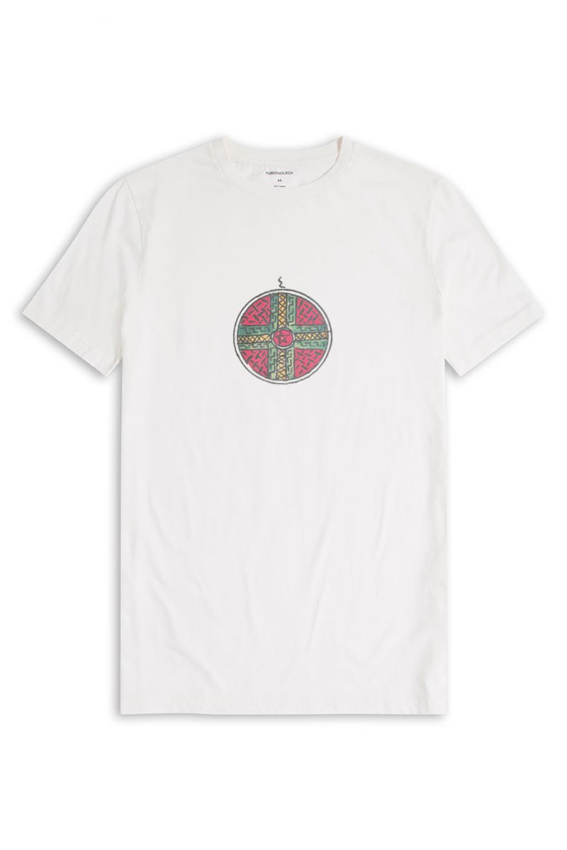 Off White Soft Fabric Symbol Design Short Sleeve Tee