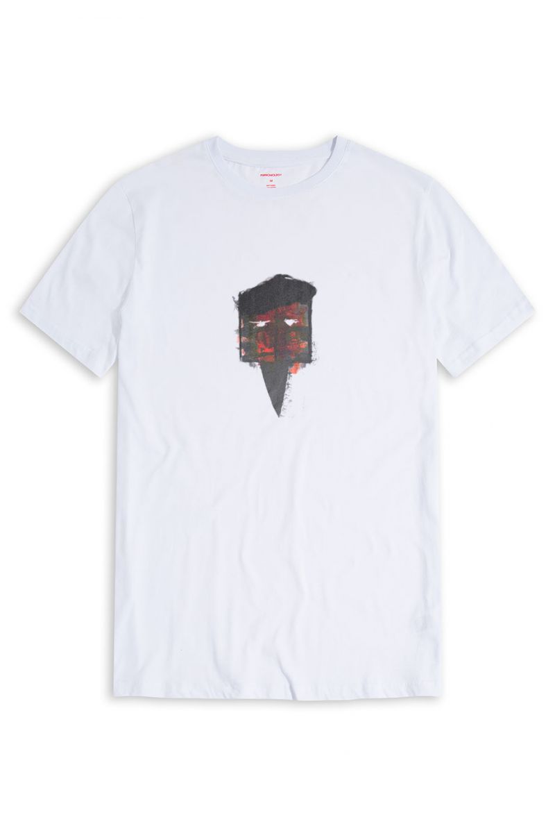 White Soft Fabric Abstract Design Short Sleeve Tee