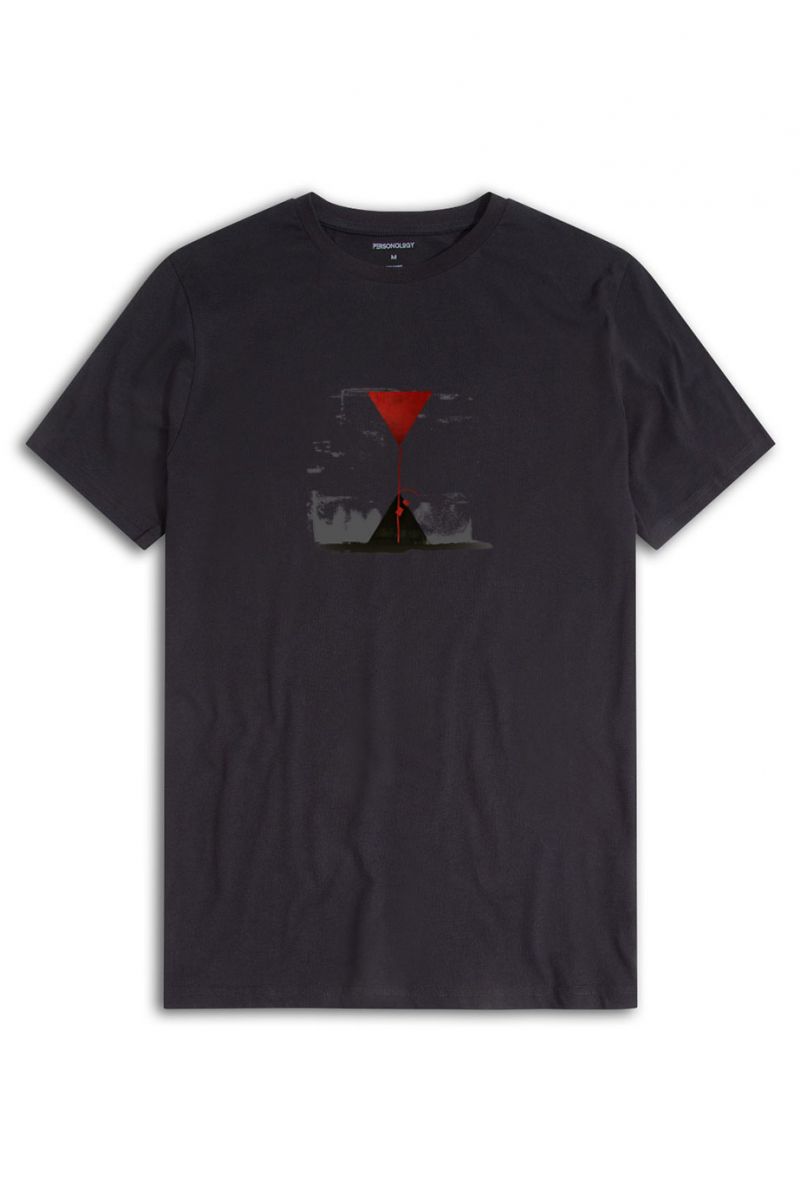 Black Soft Fabric Abstract Design Short Sleeve Tee