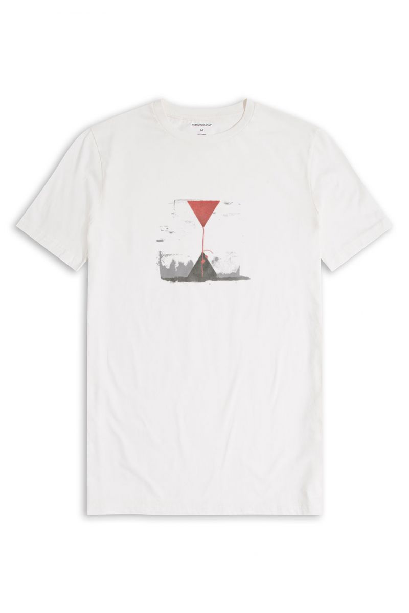 Off White Soft Fabric Abstract Design Short Sleeve Tee