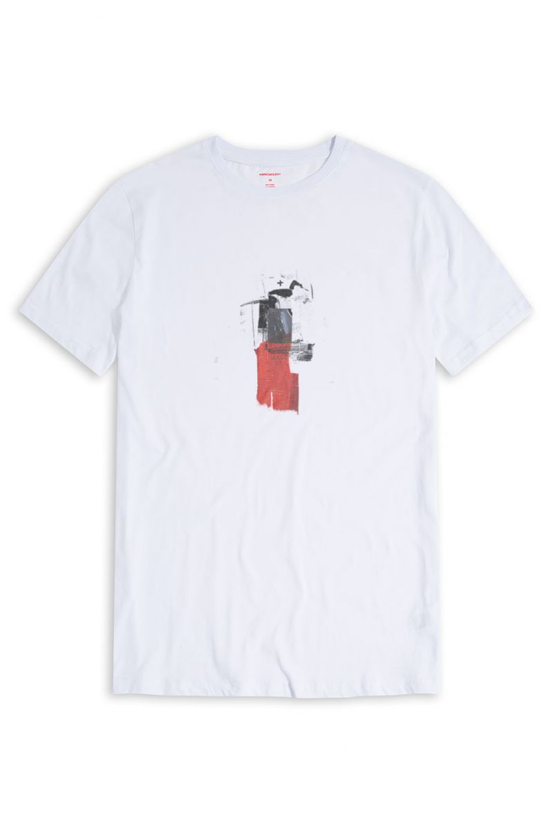 White Soft Fabric Abstract Design Short Sleeve Tee