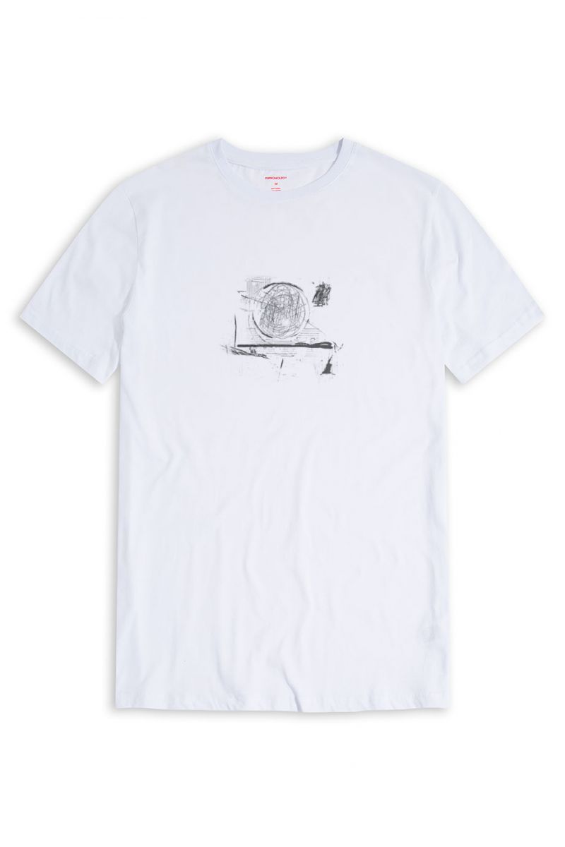White Soft Fabric Abstract Design Short Sleeve Tee