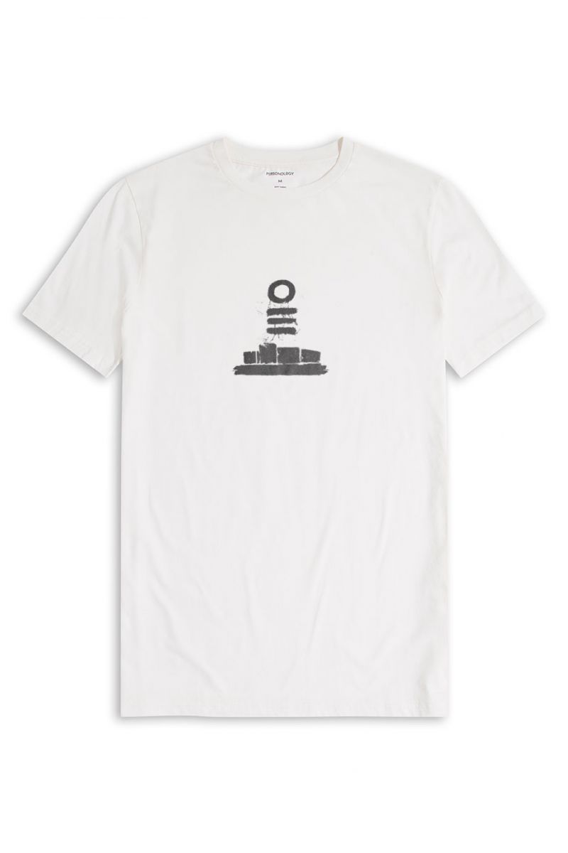 Off White Soft Fabric Abstract Design Short Sleeve Tee