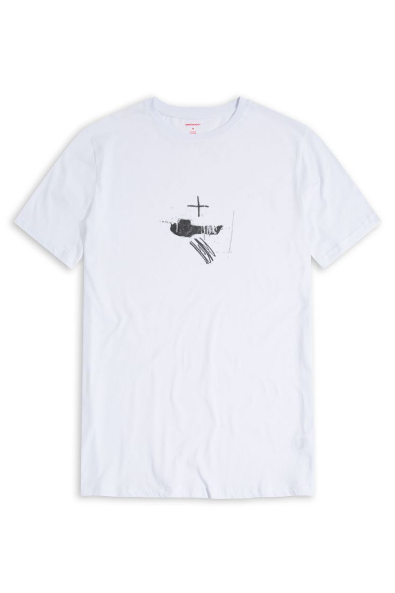 White Soft Fabric Abstract Design Short Sleeve Tee