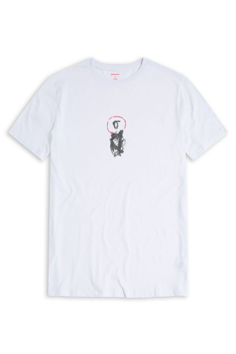 White Soft Fabric Abstract Design Short Sleeve Tee