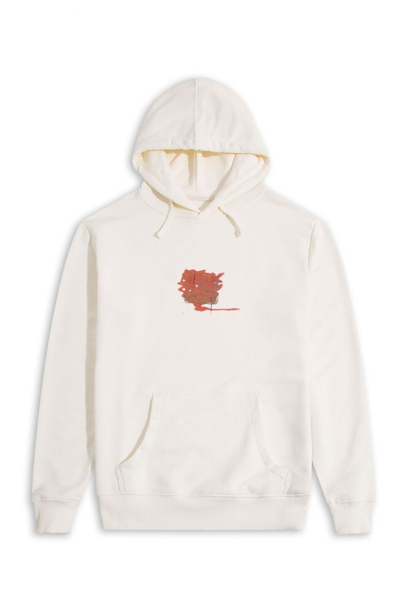 Ecru Premium Cotton Abstract Design Pullover Hoodie