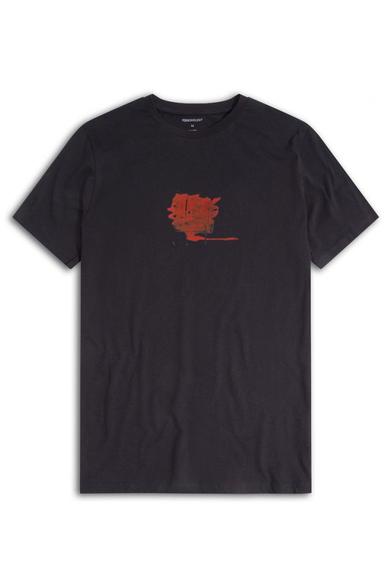 Black Soft Fabric Abstract Design Short Sleeve Tee