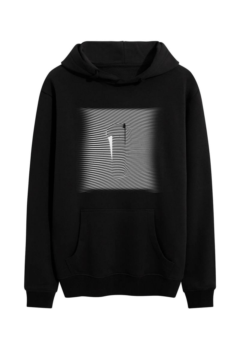 Black Premium Cotton Abstract Design Pullover Hoodie