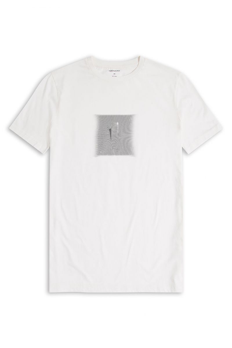 Off White Soft Fabric Abstract Design Short Sleeve Tee