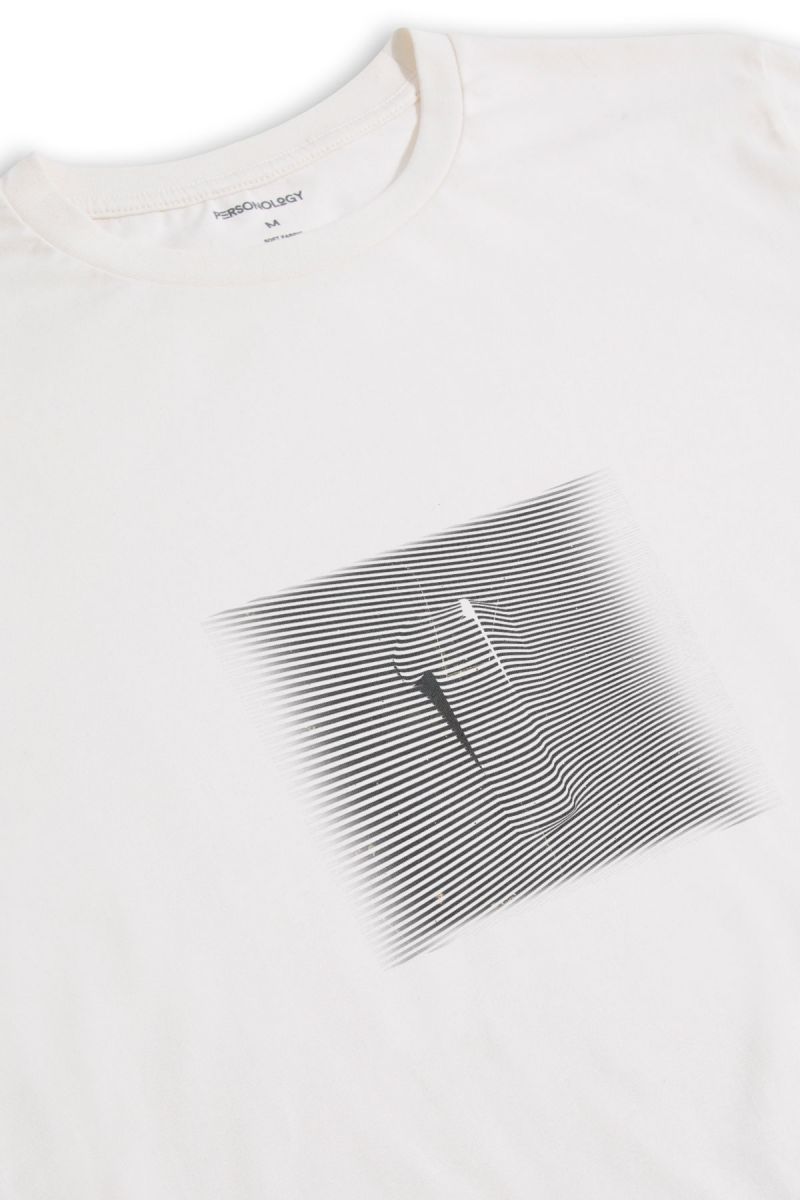 Off White Soft Fabric Abstract Design Short Sleeve Tee