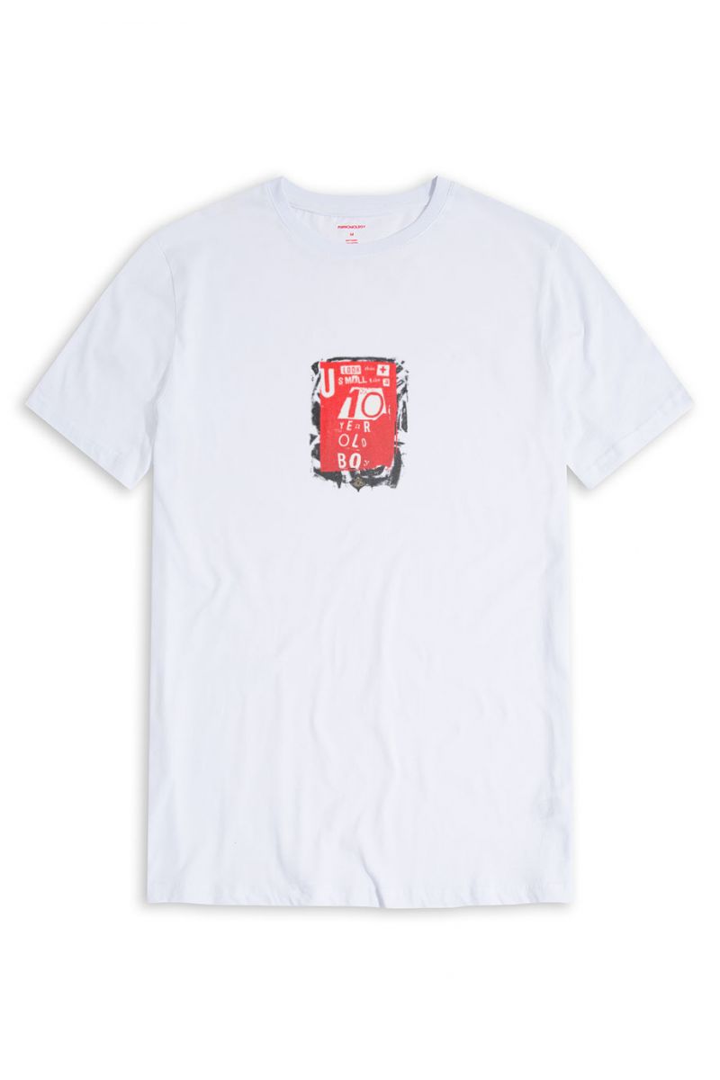 White Soft Fabric 10 Years Old Boy Design Short Sleeve Tee
