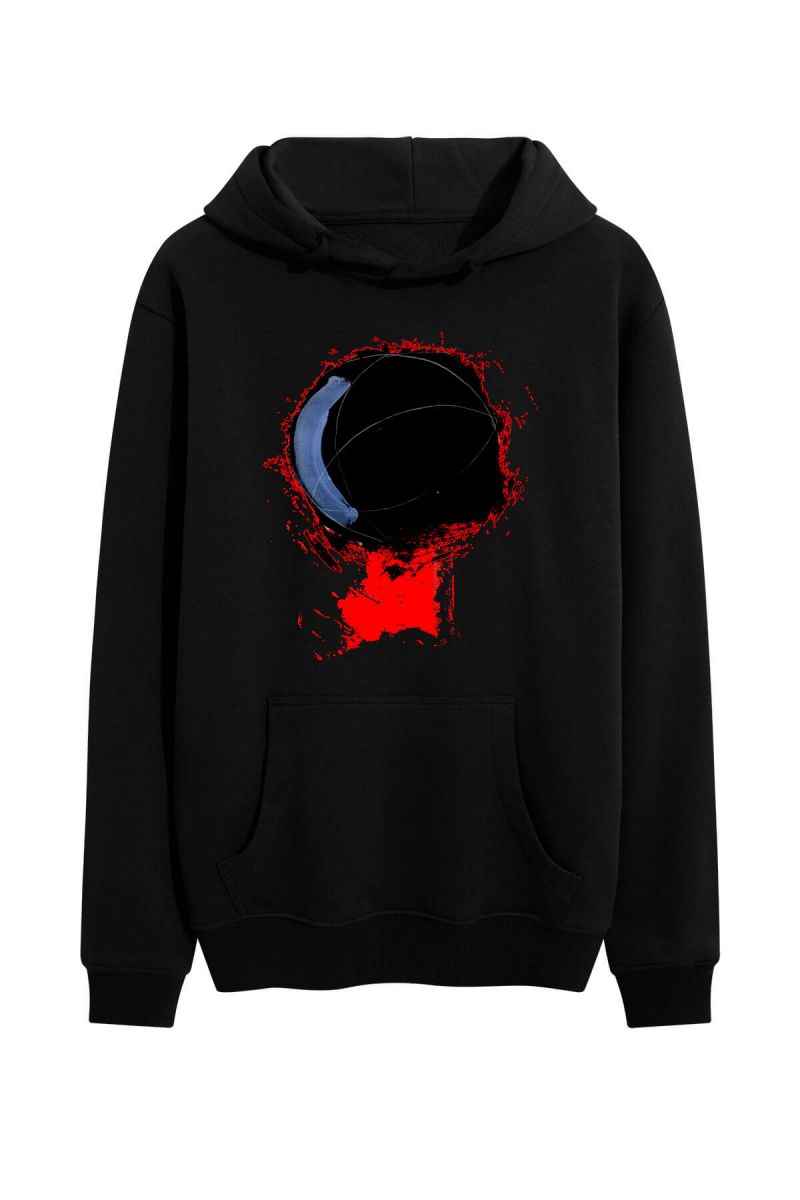 Black Premium Cotton Abstract Design Pullover Hoodie