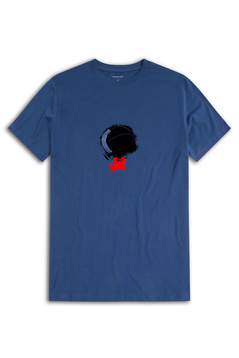 Navy Soft Fabric Abstract Design Short Sleeve Tee