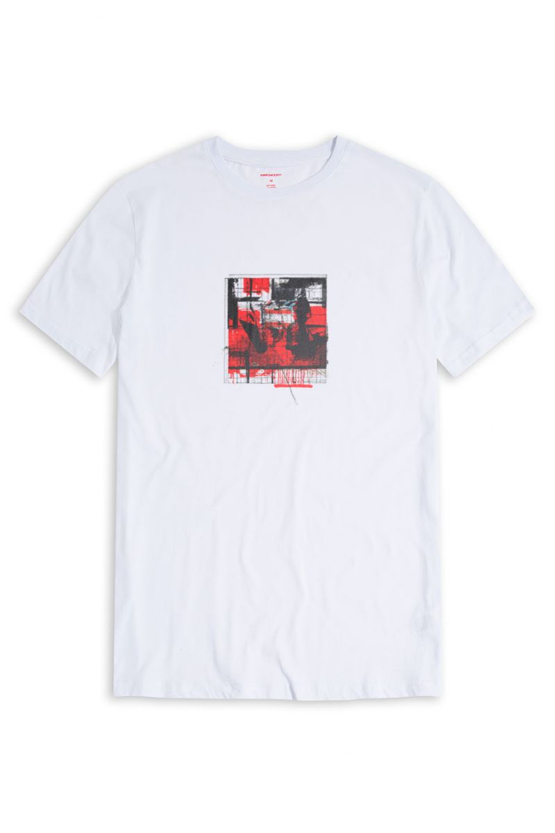 White Soft Fabric Abstract Design Short Sleeve Tee