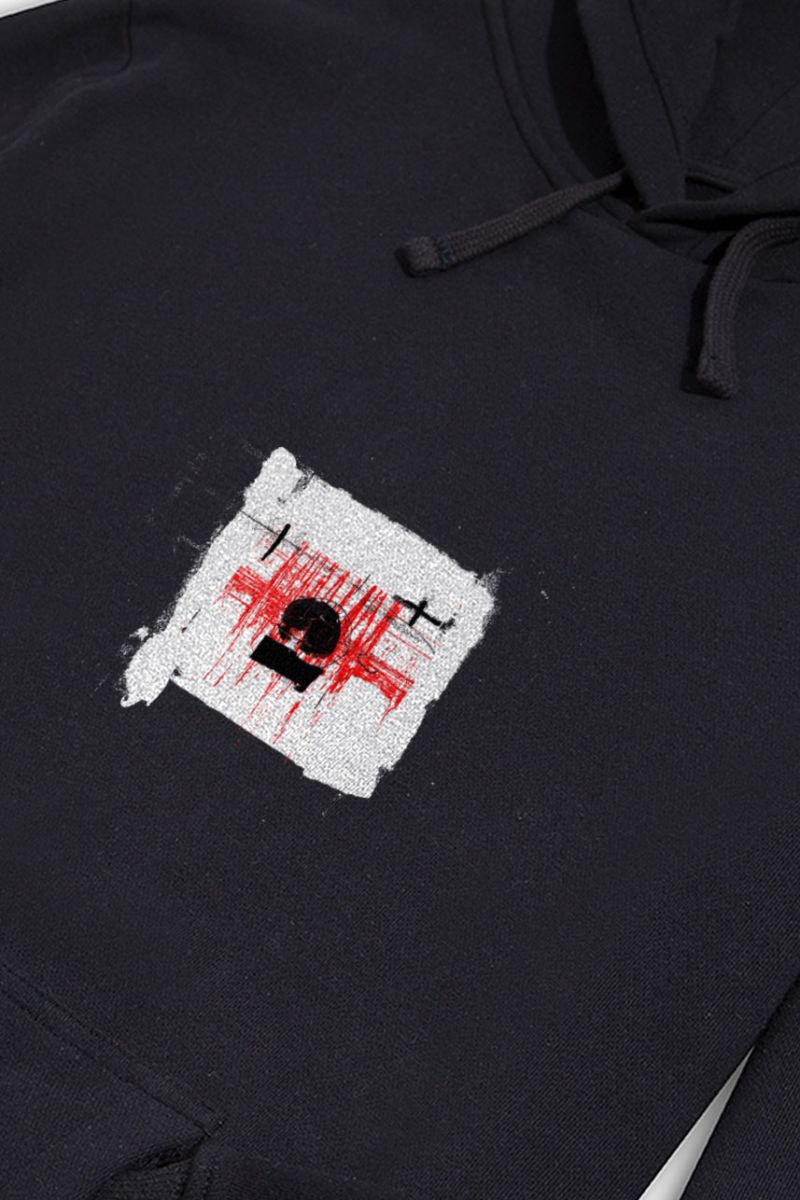 Black Premium Cotton Abstract Design Pullover Hoodie
