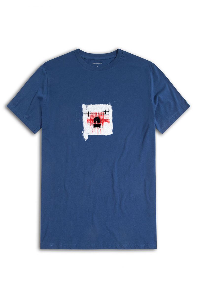 Navy Soft Fabric Abstract Design Short Sleeve Tee