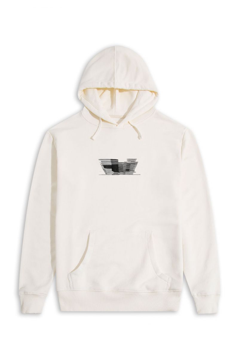 Ecru Premium Cotton Abstract Design Pullover Hoodie