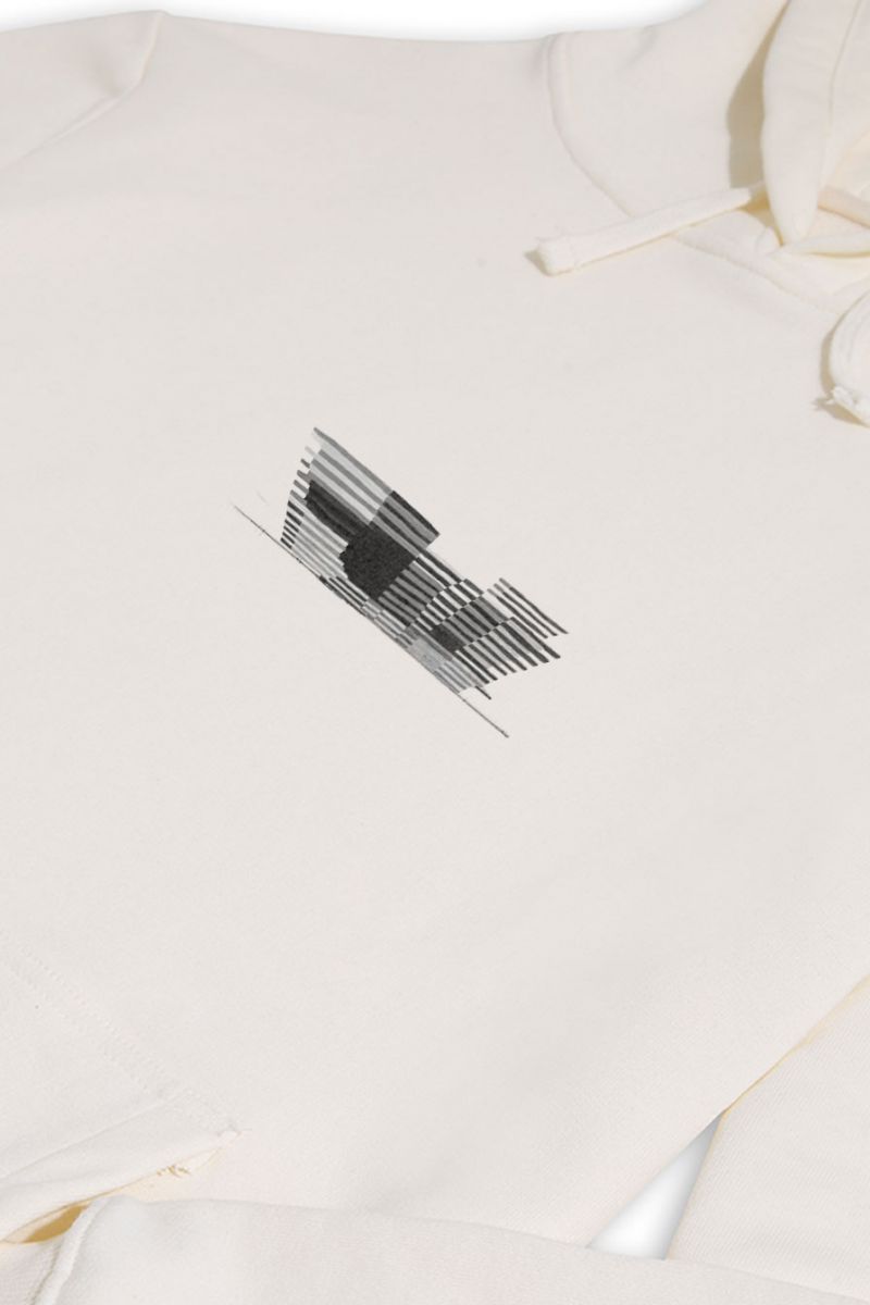 Ecru Premium Cotton Abstract Design Pullover Hoodie