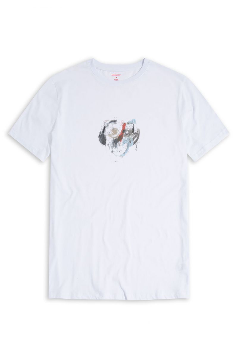 White Soft Fabric Abstract Design Short Sleeve Tee