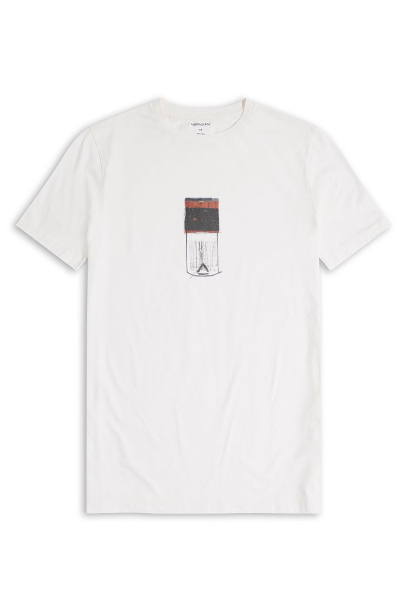 Off White Soft Fabric Abstract Design Short Sleeve Tee