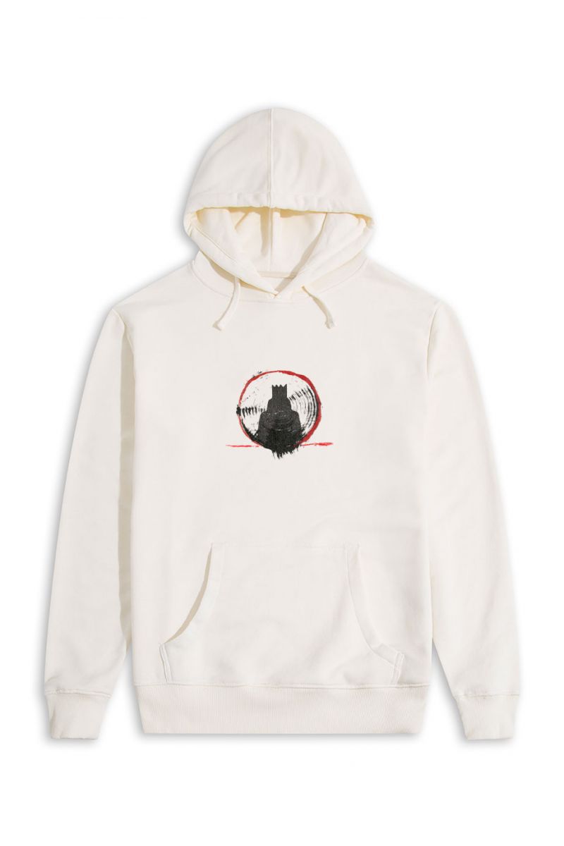 Ecru Premium Cotton Abstract Design Pullover Hoodie