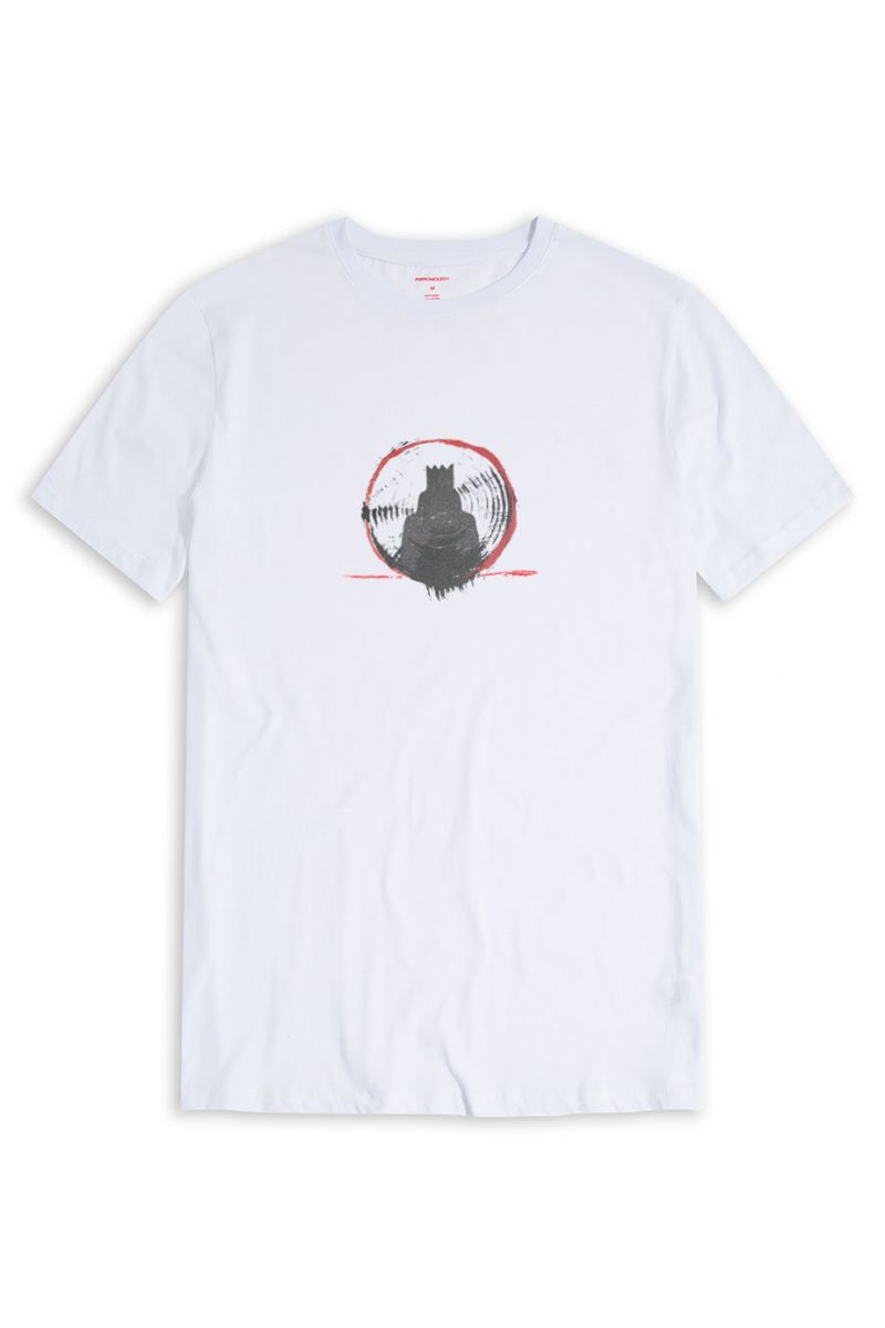 White Soft Fabric Abstract Design Short Sleeve Tee