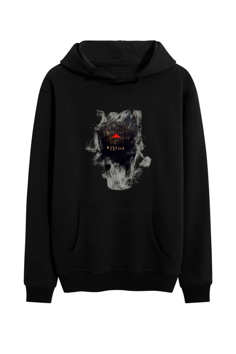 Black Premium Cotton Abstract Design Pullover Hoodie