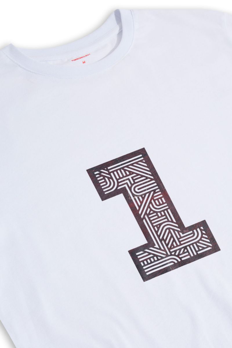 White Soft Fabric Number One Design Short Sleeve Tee