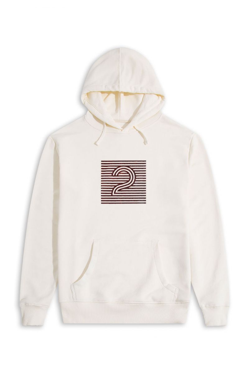 Ecru Premium Cotton Abstract Design Pullover Hoodie