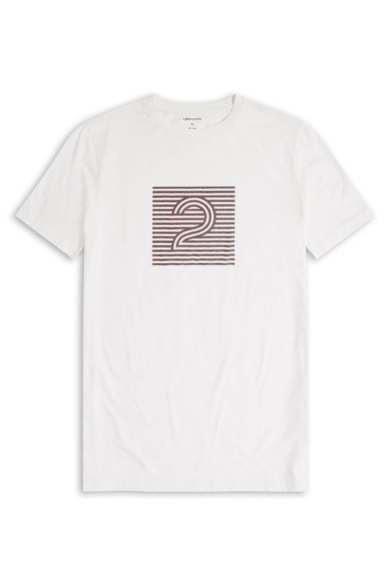 Off White Soft Fabric Abstract Design Short Sleeve Tee