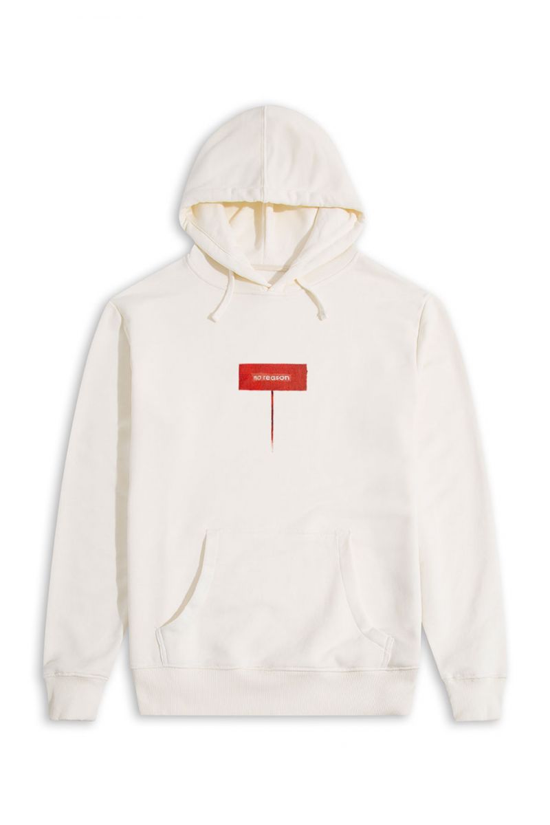 Ecru Premium Cotton No Reason Design Pullover Hoodie