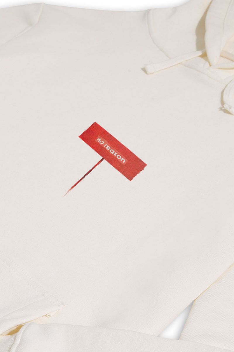 Ecru Premium Cotton No Reason Design Pullover Hoodie