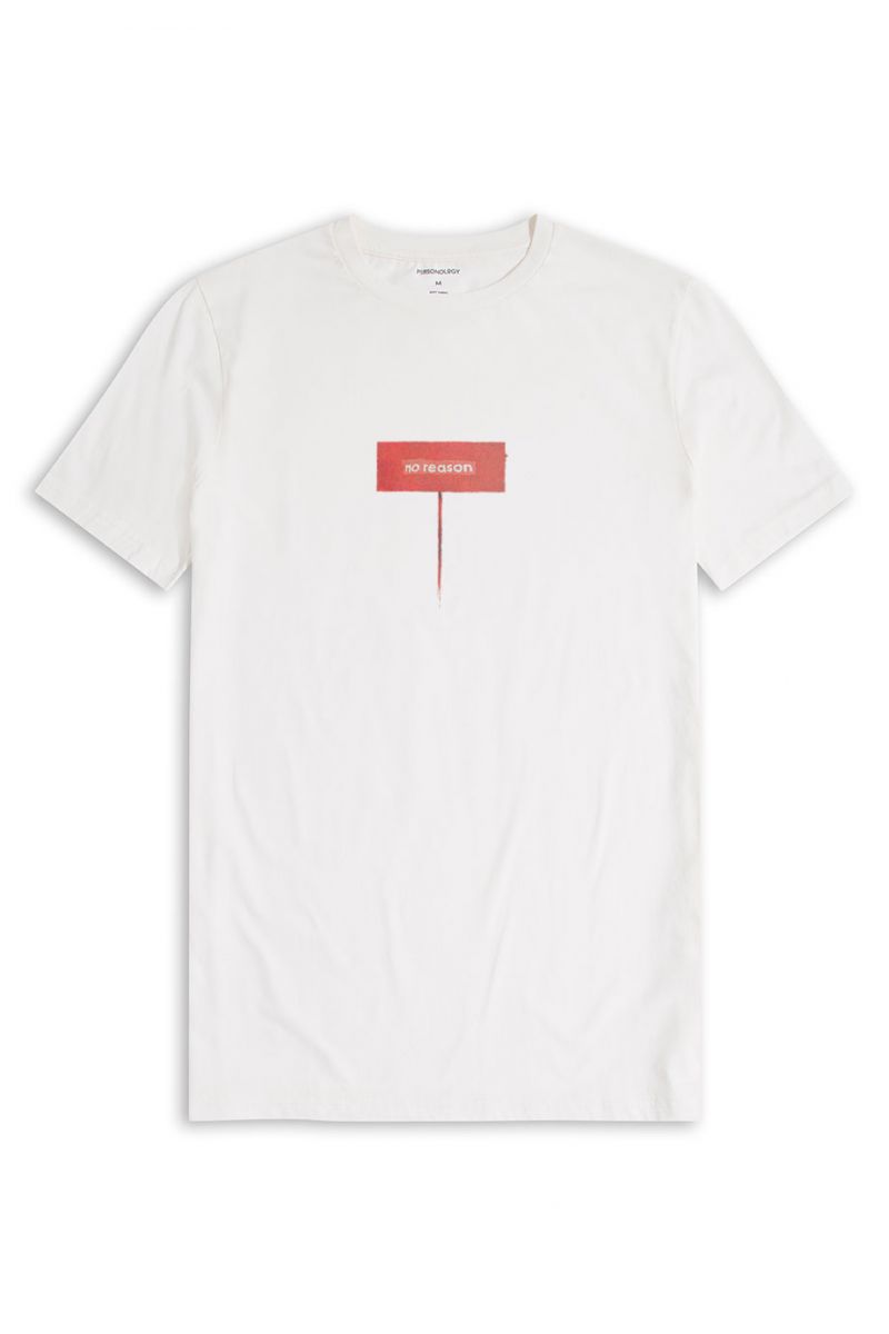 Off White Soft Fabric No Reason Design Short Sleeve Tee