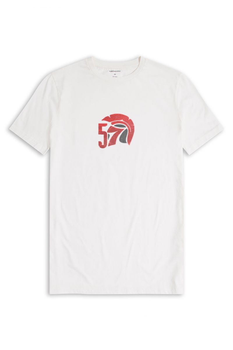 Off White Soft Fabric 57 Sparta Design Short Sleeve Tee