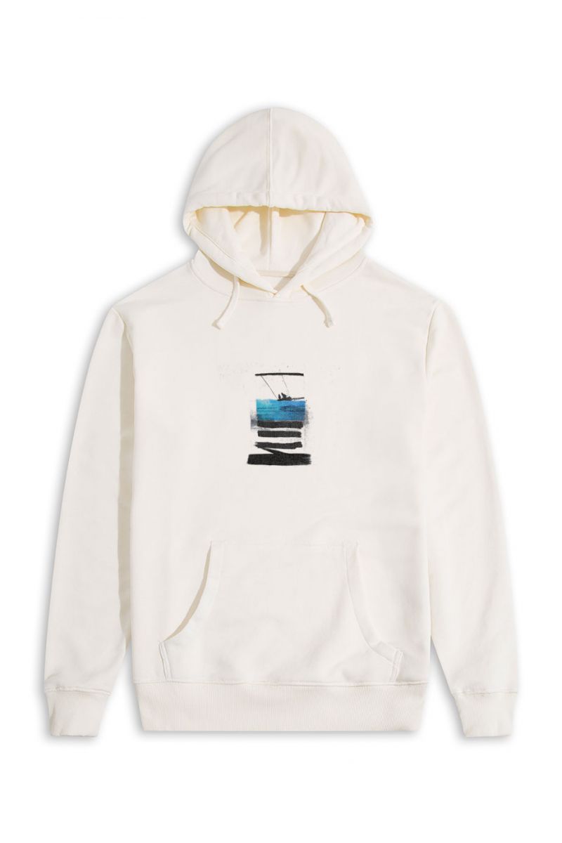 Ecru Premium Cotton Abstract Design Pullover Hoodie