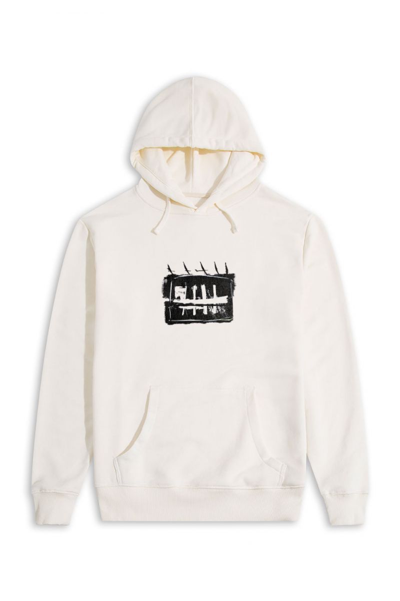 Ecru Premium Cotton Abstract Design Pullover Hoodie