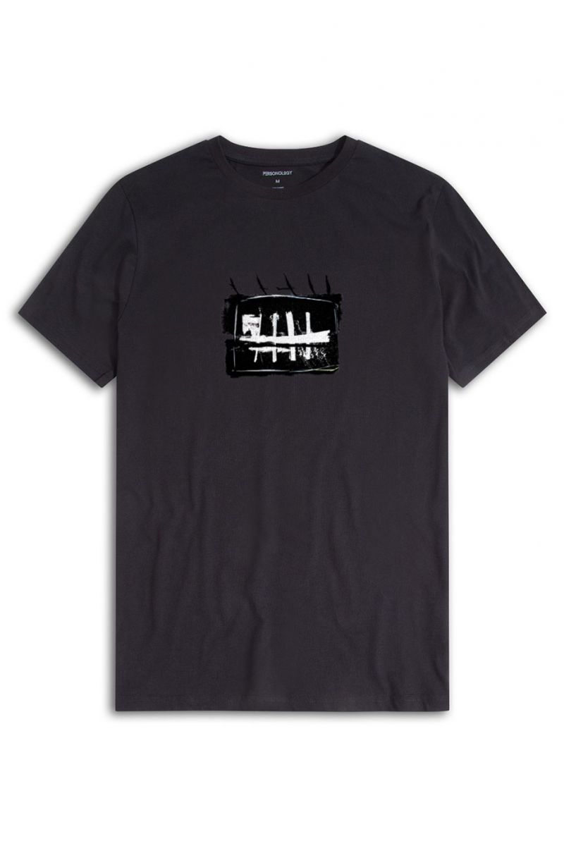 Black Soft Fabric Abstract Design Short Sleeve Tee
