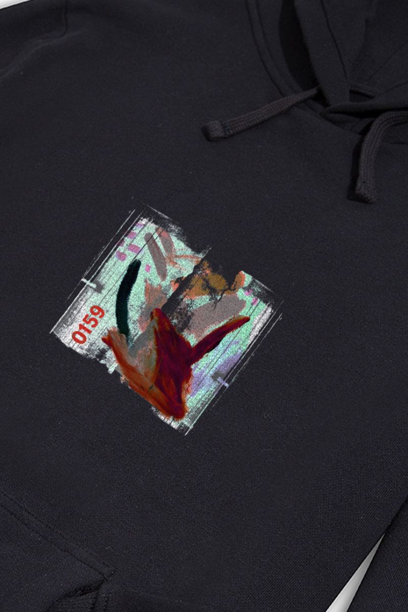Black Premium Cotton Abstract Design Pullover Hoodie
