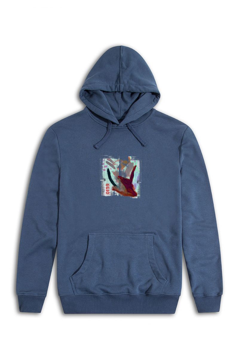 Navy Premium Cotton Abstract Design Pullover Hoodie