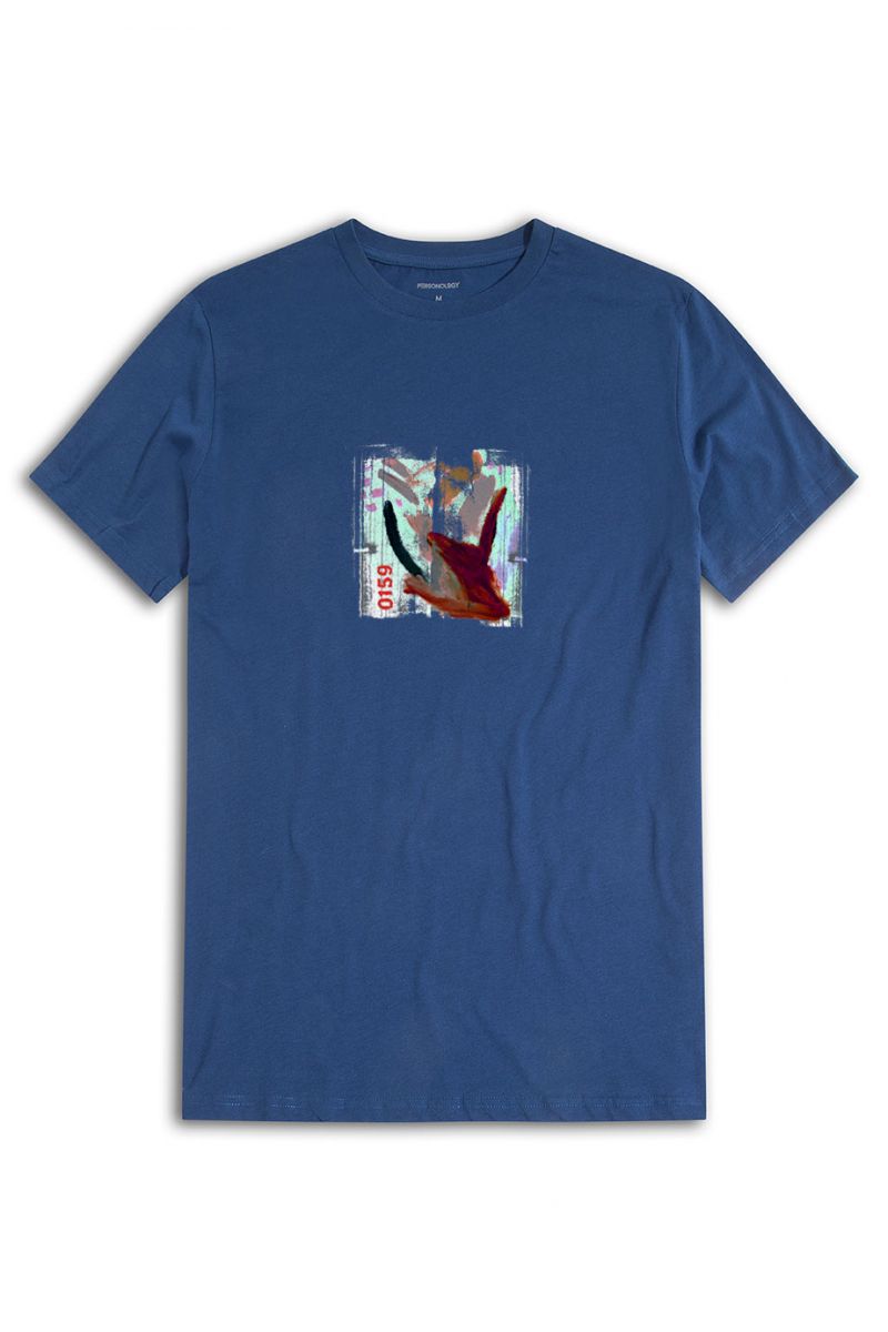 Navy Soft Fabric Abstract Design Short Sleeve Tee